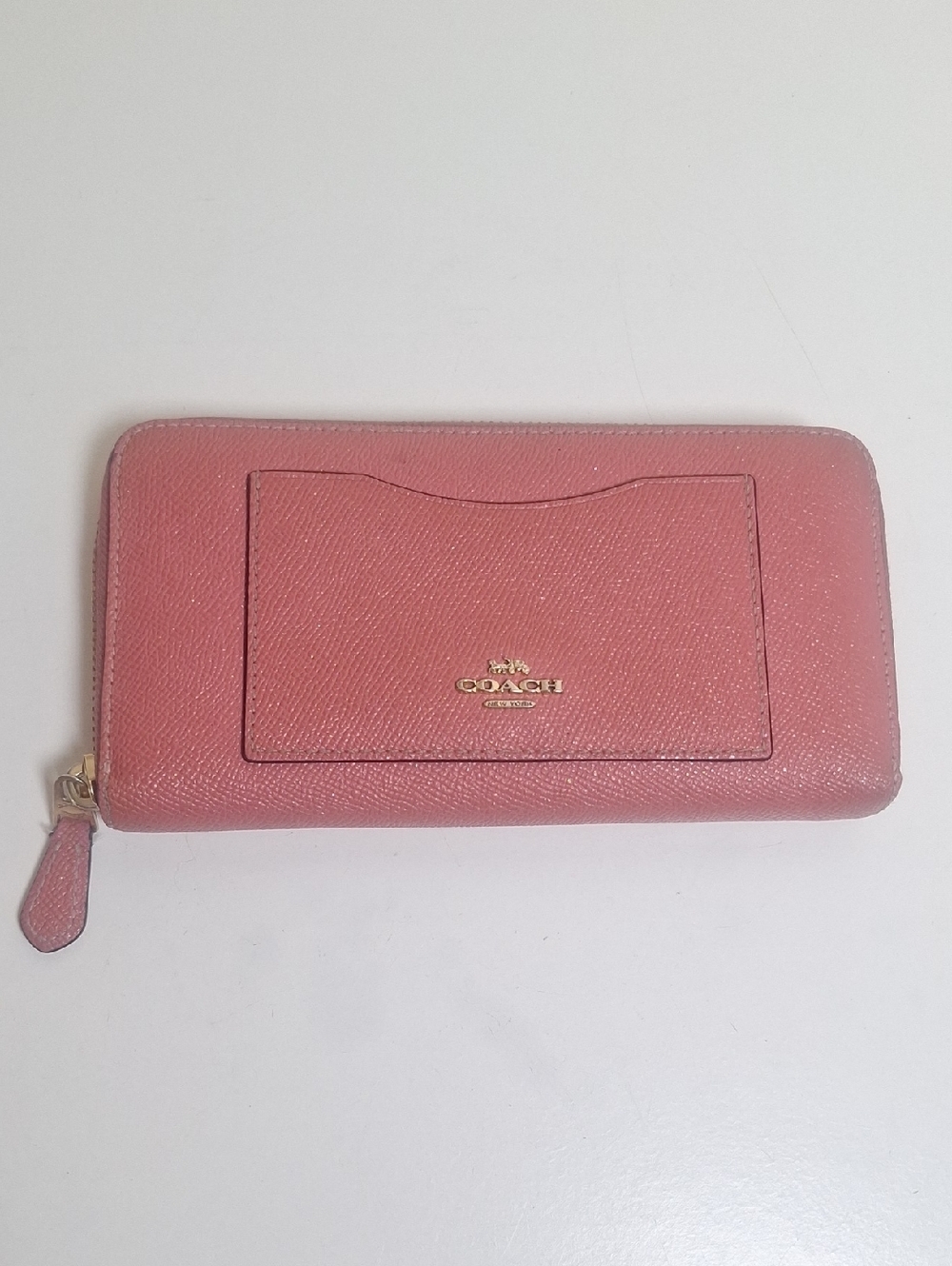 Coach Metalic Pebbled Leather Antique Rose Accordian Wallet